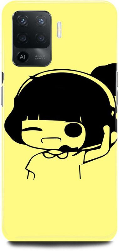 JUGGA Back Cover for Oppo A94, CPH2203, CUTE, GIRL, LOVELY, GIRL, HEADPHONE, YELLOW, LOVE, COUPLE  (Yellow, Hard Case, Pack of: 1)