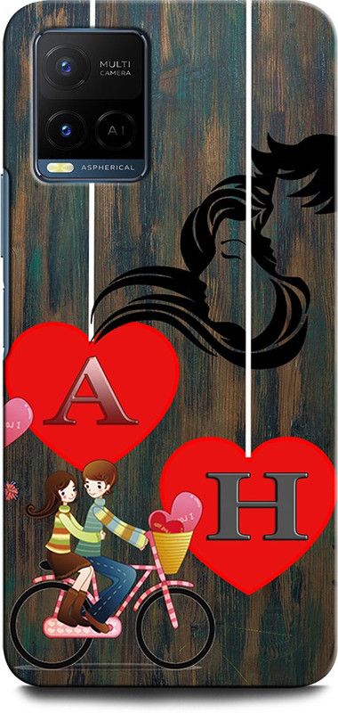 ORBIQE Back Cover for Vivo Y33s V2109 AH, A LOVE H, H LOVE A, A LETTER, H LETTER, AH NAME  (Multicolor, Hard Case, Pack of: 1)