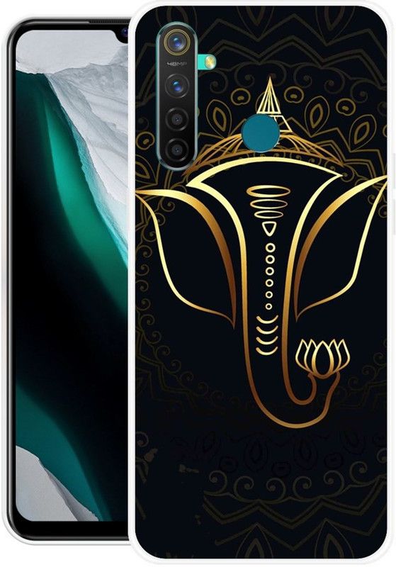 REALKING Back Cover for Realme 5 Pro  (Black, Gold, Grip Case, Silicon)