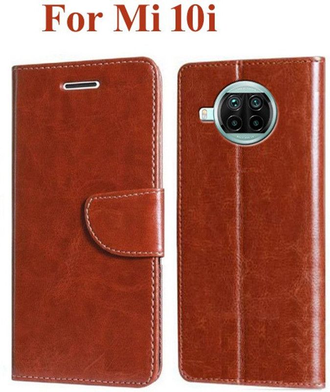 Wristlet Flip Cover for Mi 10i  (Brown, Dual Protection, Pack of: 1)