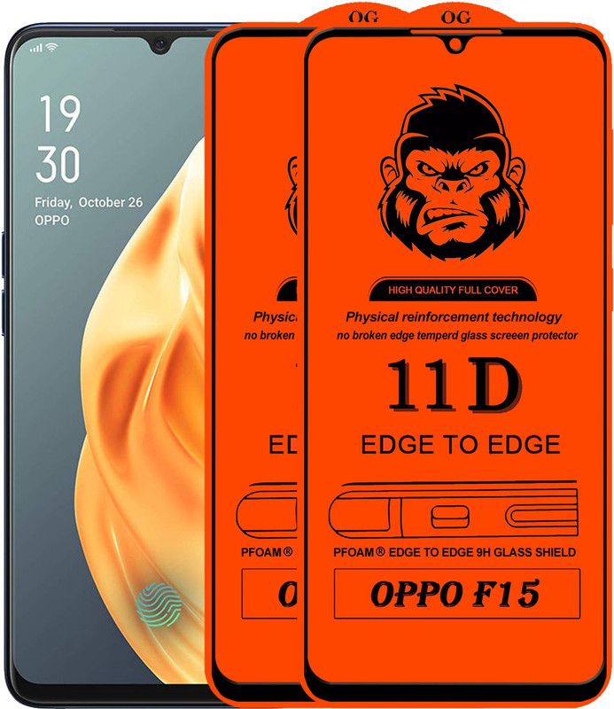 GORILLA FIVE Edge To Edge Tempered Glass for , OPPO F15  (Pack of 2)