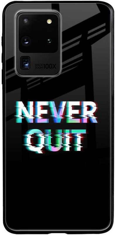 QRIOH Glass Back Cover for Samsung Galaxy S20 Ultra  (Black, Grip Case, Silicon, Pack of: 1)