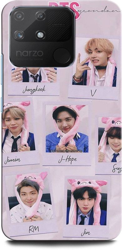 INTELLIZE Back Cover for Realme Narzo 50A BTS, V, JUNGBOOK, JIMIN, JIN, BTS ARMY, SINGER, BOY BAND  (Multicolor, Hard Case, Pack of: 1)
