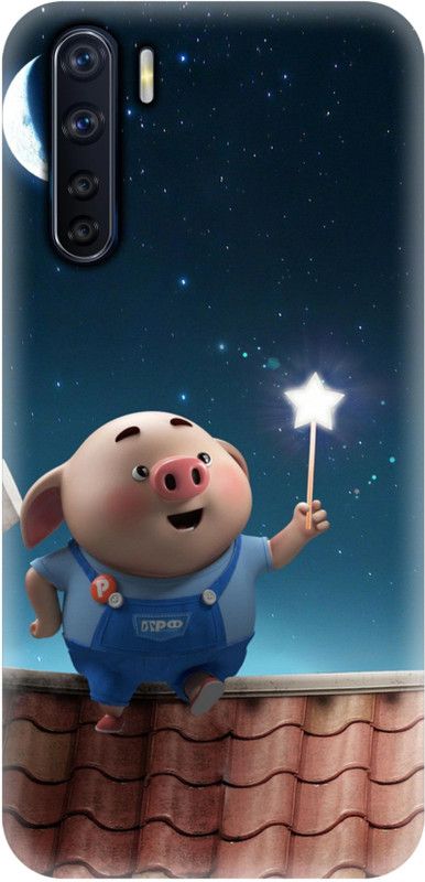 #Uncultured Back Cover for Oppo F15 - Porky Piggy Print  (Multicolor, Hard Case, Pack of: 1)
