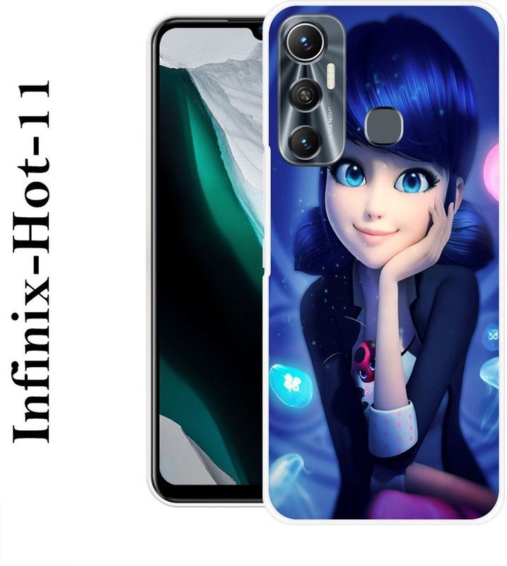 INDIALAND Back Cover for Infinix Hot 11  (Blue, Beige, Grip Case, Silicon)