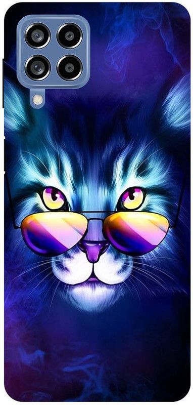 THE NARAYANA COLLECTIONS Back Cover for SAMSUNG GALAXY M53-NEON,CAT,ANIMAL,NEW,FUNKY  (Multicolor, Hard Case, Pack of: 1)