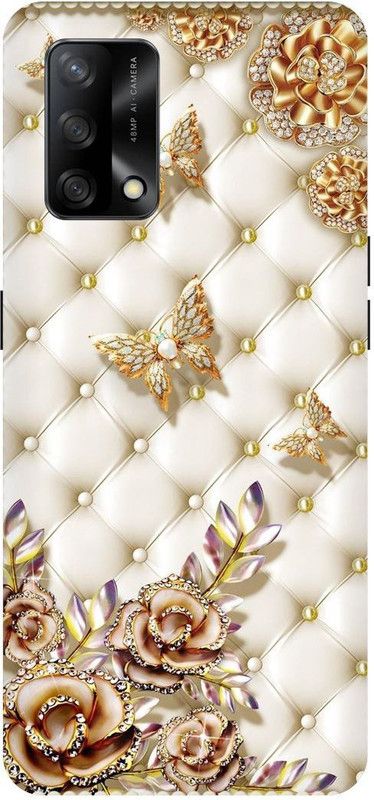 PICHKU Back Cover for OPPO A74  (Gold, White, Hard Case, Pack of: 1)