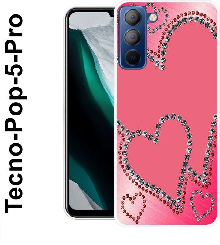 KLC Back Cover for Tecno 5 Pro  (Pink, Silver, Silicon)