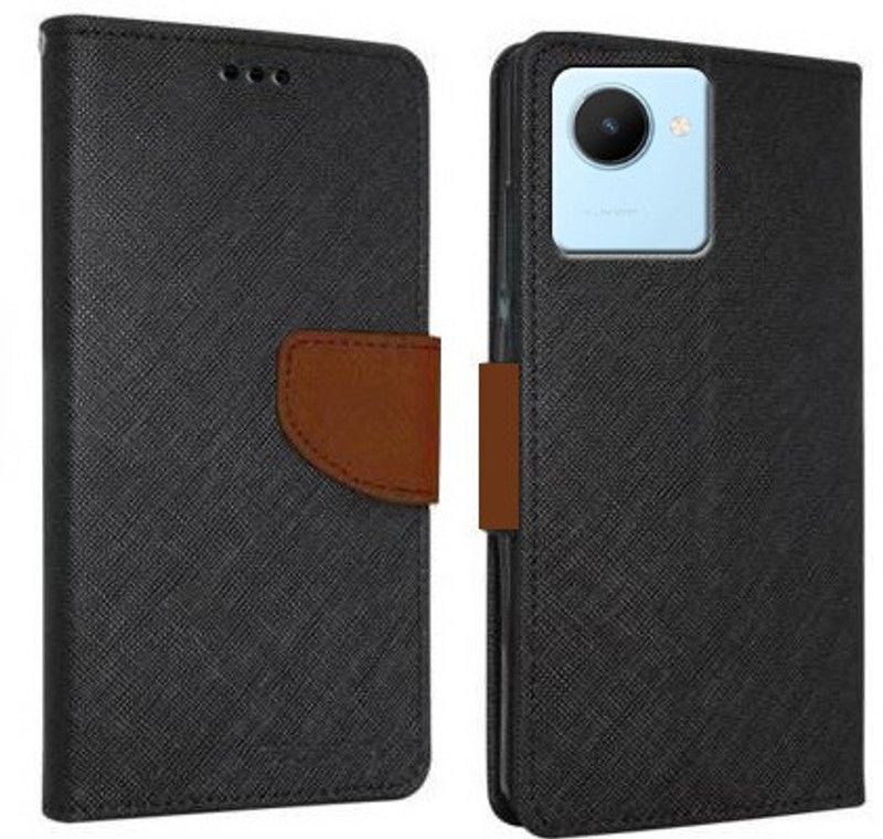 Krumholz Flip Cover for Realme C30, Realme C30s, Realme Narzo 50i Prime  (Black, Brown, Dual Protection, Pack of: 1)