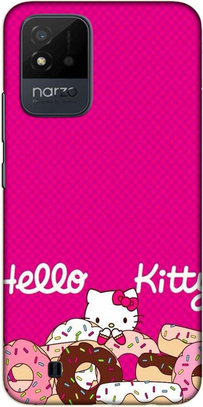 iprinto Back Cover for Realme Narzo 50i , RMX3231 Hello Kitty Back Cover  (Pink, Hard Case, Pack of: 1)