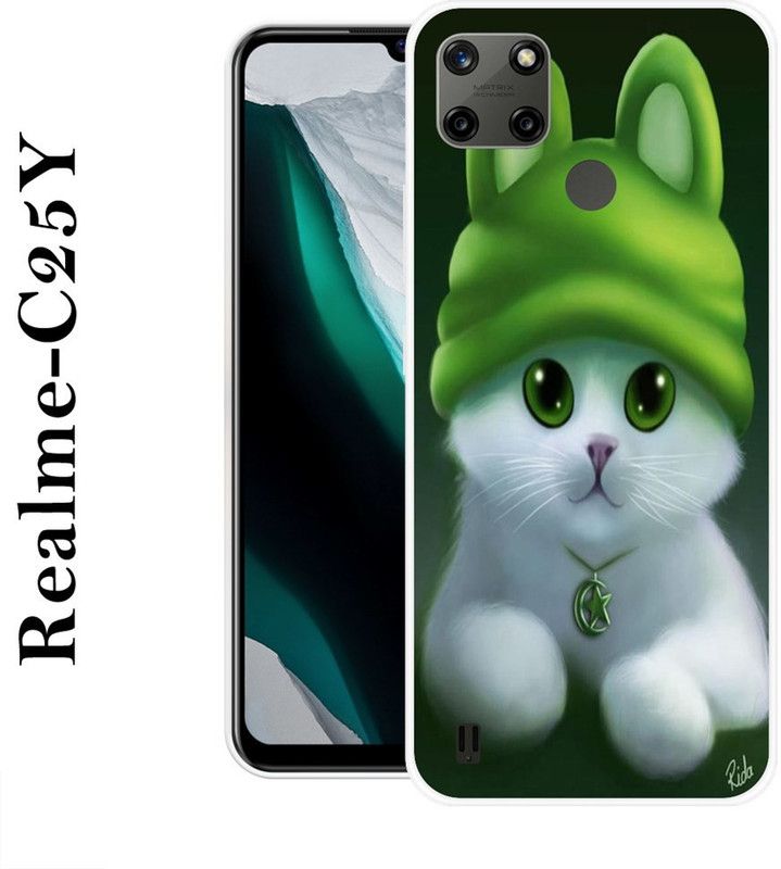 PALWALE BALAJI Back Cover for Realme C25Y  (White, Green, Grip Case, Silicon)