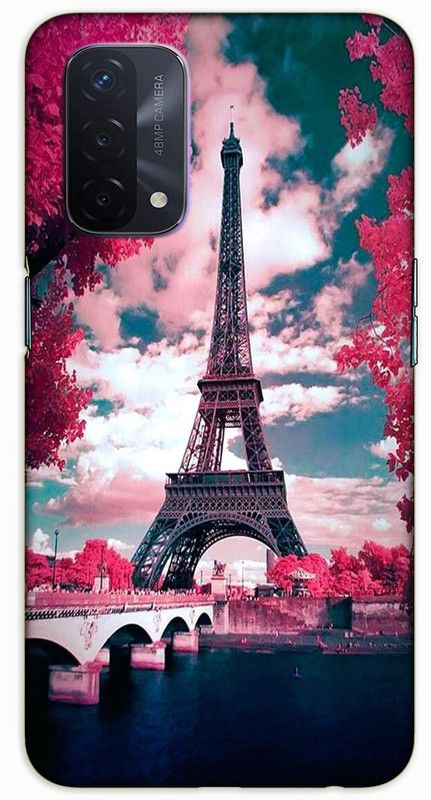 iprinto Back Cover for Oppo A74 5G eiffel tower paris Back Cover  (Pink, Hard Case)