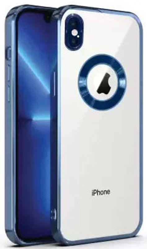 Dallao Back Cover for Apple iPhone X Electroplated Logo View Super Soft TPU Raised Edges  (Blue, Shock Proof, Pack of: 1)