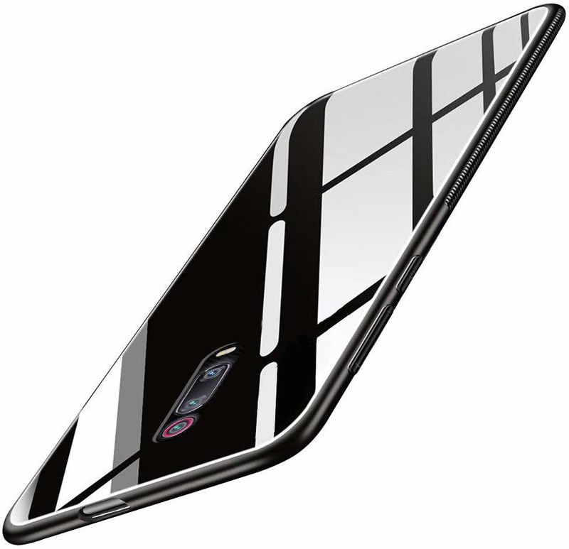 TKTHUB Back Cover for Redmi K20 Luxurious Toughened Glass Back Case With Shockproof Bumper Case  (Black, Pack of: 1)