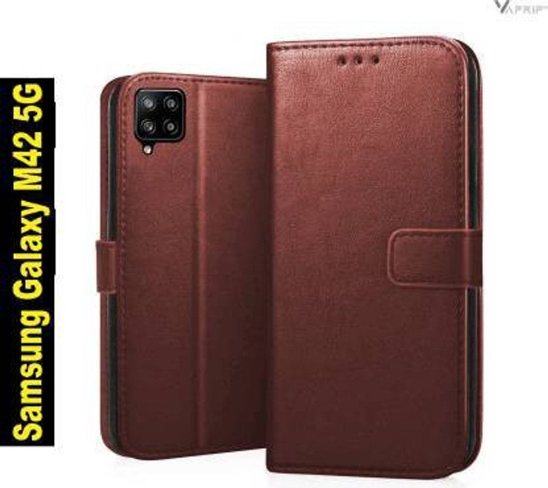 kentop Flip Cover for SAMSUNG GALAXY M42 5G  (Brown, Cases with Holder, Pack of: 1)