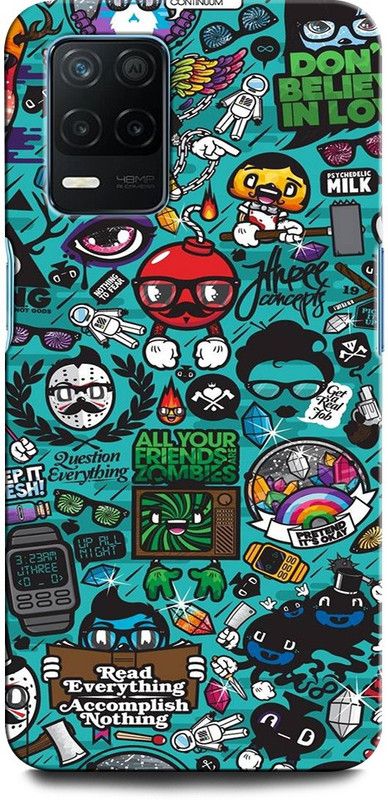 ORBIQE Back Cover for Realme Narzo 30 5G LOVE, FUNNY, HAPPY, TOGETHER, CARTOON  (Multicolor, Hard Case, Pack of: 1)