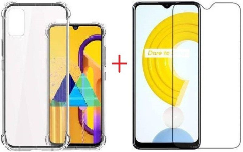 RAWAT Bumper Case for Vivo Y33s , Vivo Y21 Back Cover + Tempered Glass  (Transparent, Shock Proof, Pack of: 2)