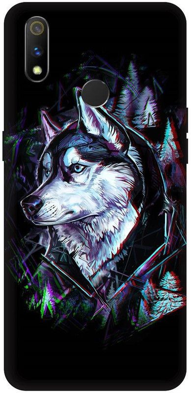 URCHIN Back Cover for Realme 3 wolf, Dark, Logo wolf, Animals  (Multicolor, Shock Proof, Pack of: 1)