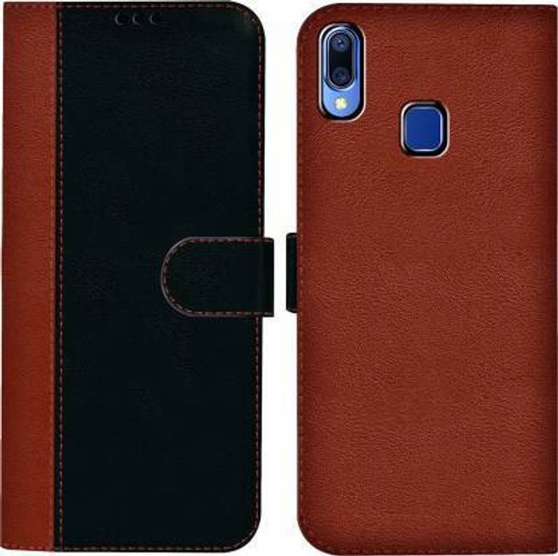 Amoha Flip Cover for vivo Y95  (Black, Brown, Magnetic Case, Pack of: 1)