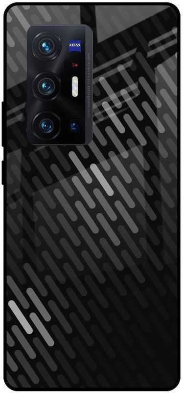 QRIOH Glass Back Cover for Vivo X70 Pro Plus  (Black, Grip Case, Silicon, Pack of: 1)