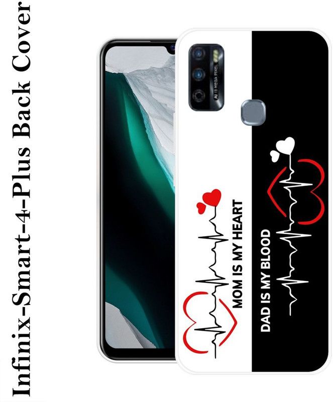 KLC Back Cover for Infinix Smart 4 Plus  (Black, White, Grip Case, Silicon)