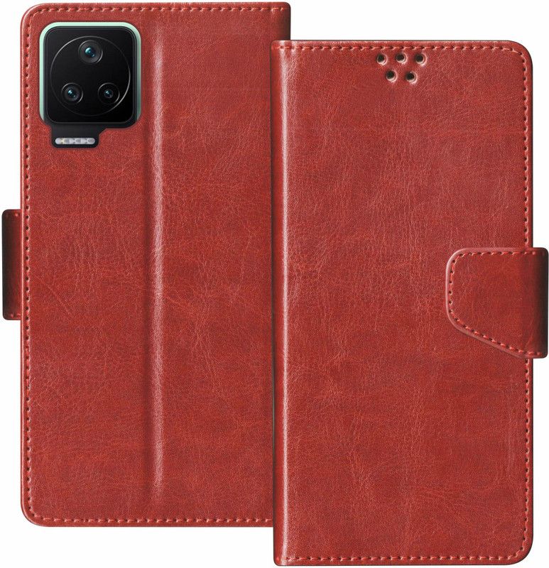 SBMS Flip Cover for POCO F4 5G  (Brown, Shock Proof, Pack of: 1)