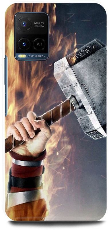 DIKRO Back Cover for Vivo Y33T, V2146, THOR, HAMMER, AVENGER, AVENGERS  (Silver, Hard Case, Pack of: 1)