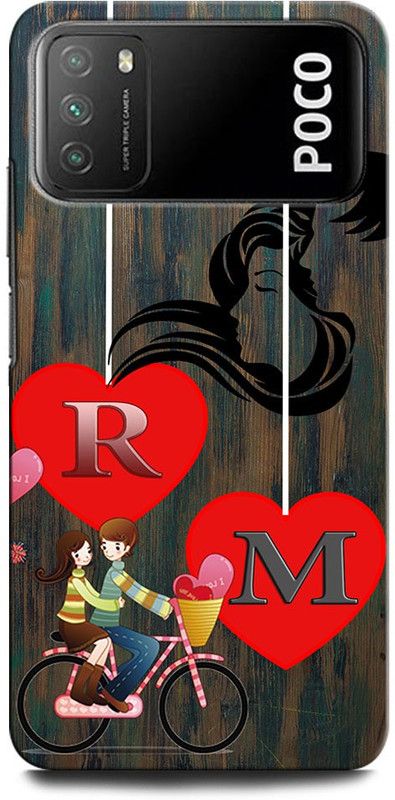 ORBIQE Back Cover for POCO M3 MZB087CIN RM, R LOVE M, M LOVE R, R LETTER, M LETTER, RM NAME  (Multicolor, Hard Case, Pack of: 1)