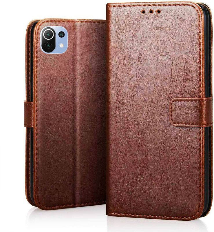 Woozy Flip Cover for MI 11 LITE  (Brown, Pack of: 1)