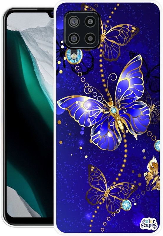 KLC Back Cover for Samsung Galaxy F22  (Blue, Gold, Grip Case, Silicon)