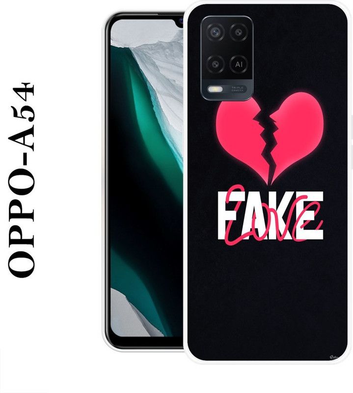 KUDI Back Cover for Oppo A54  (Pink, Black, Silicon)
