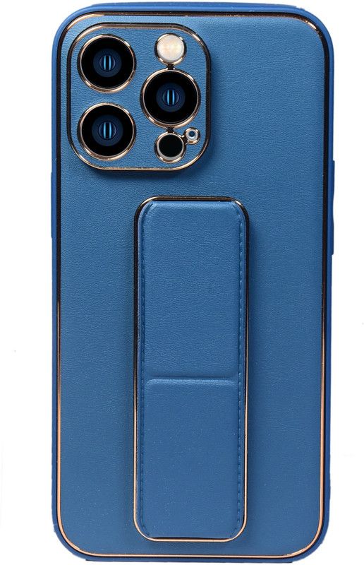 M3Z Back Cover for iPhone 13Pro Leather Back Cover with Magnetic Holder Stand Support Antislip Blue  (Blue, Cases with Holder, Pack of: 1)