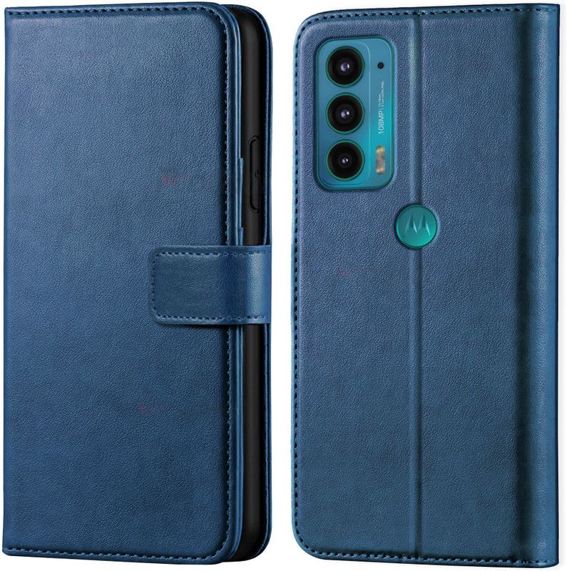 Asgeot Wallet Case Cover for Motorola Edge 20  (Blue, Dual Protection, Pack of: 1)