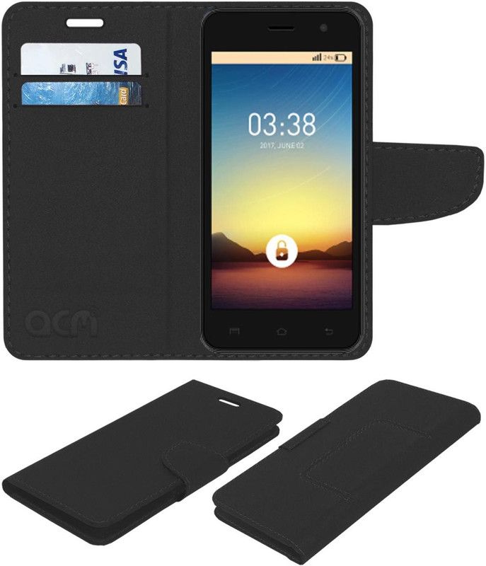 ACM Flip Cover for Ziox Astra Champ 4g  (Black, Cases with Holder, Pack of: 1)