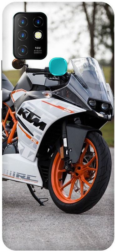 FIKORA Back Cover for Infinix Hot 10, X682B, KTM, DUKE, BIKE, LOVER, SPORTS  (White, Hard Case, Pack of: 1)