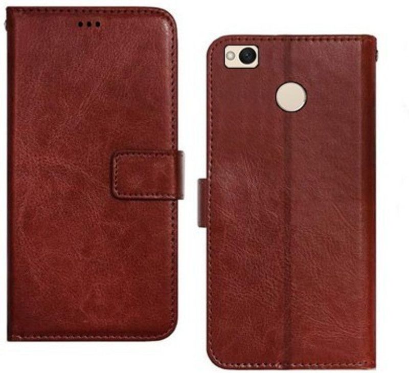 Makeshift Flip Cover for Mi Redmi 4  (Brown, Dual Protection, Pack of: 1)