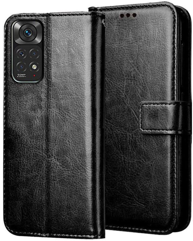 JAPNESE PRO Flip Cover for Redmi Note 11  (Black, Cases with Holder, Pack of: 1)