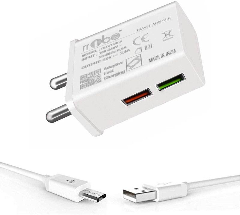 RRTBZ 5 W NA 2.4 A Multiport Mobile WAL-CHARGR24A2 Charger with Detachable Cable  (White)