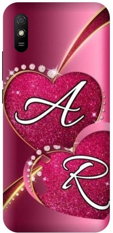 PHONE WALEY.COM Back Cover for Redmi 9i ,MZB080UIN , AR, A LOVES, R NAME, AR Love Printed  (Red, Hard Case, Pack of: 1)