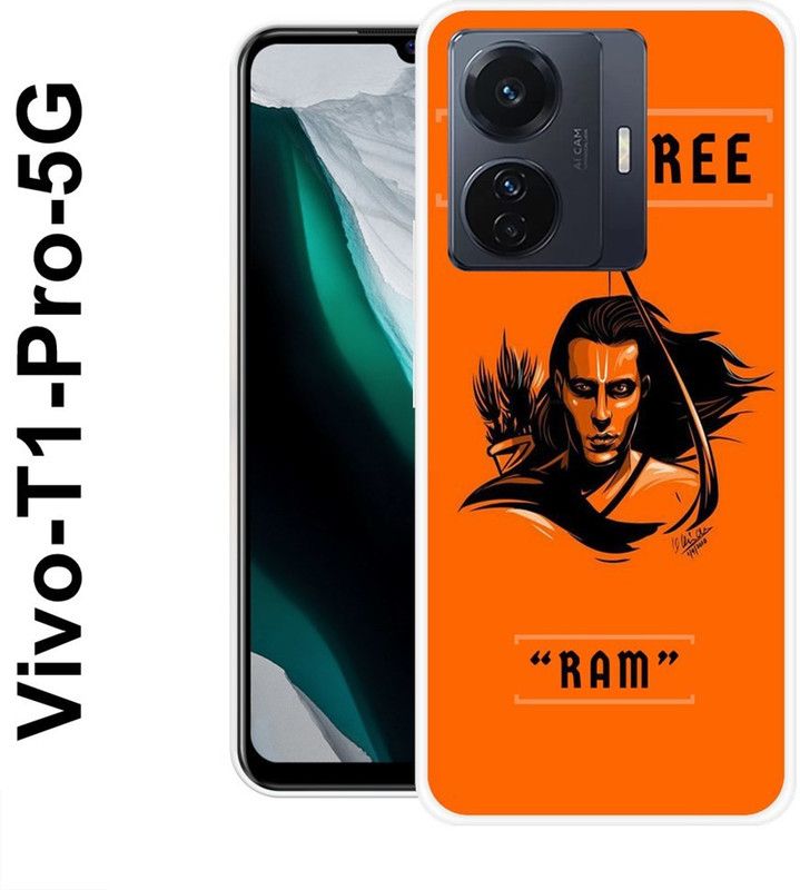 BAGRA Back Cover for Vivo T1 Pro 5G  (Black, Orange, Silicon)