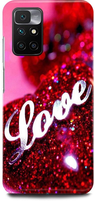 FRONK Back Cover for REDMI 10 Prime, LOVE, HEART, GLITTER, COUPLE, VALENTINE  (Pink, Hard Case)