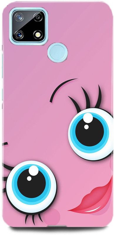 MRBE Back Cover for realme C12, RMX2189 CUTE PINK EYES GIRL BACK COVER  (Multicolor, Hard Case, Pack of: 1)