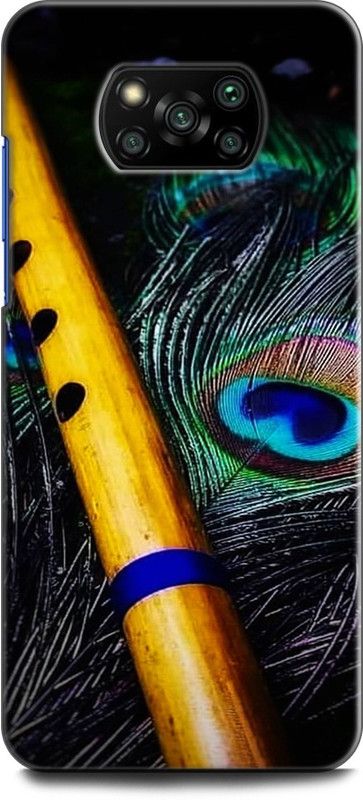 Wall Art Back Cover for Poco X3 Pro MOR PANKH, KRISHNA JI, KANHA, PEACOCK FEATHER, FEATHER  (Multicolor, Dual Protection)