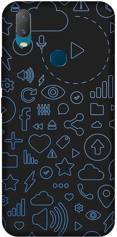 URCHIN Back Cover for Vivo Y17 facebook,cross,plus,minus,abstract,dark,star,heart,whatsapp,twitter,instagram  (Multicolor, Shock Proof, Pack of: 1)