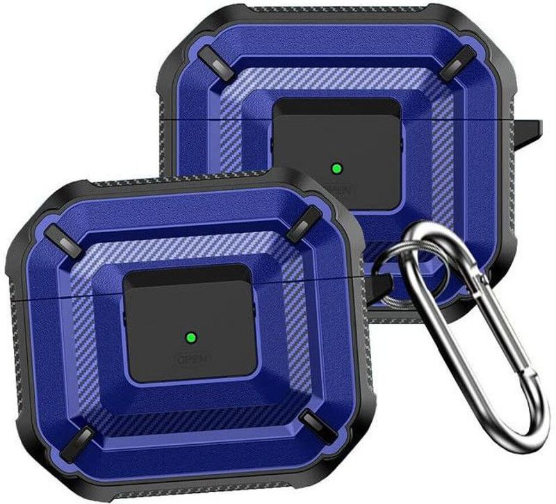 Nik's World Front & Back Case for AirPods Pro Tough Rugged Earphone Armor Protector Cover Compatible with AirPod 3/2/1  (Blue, Shock Proof, Pack of: 1)