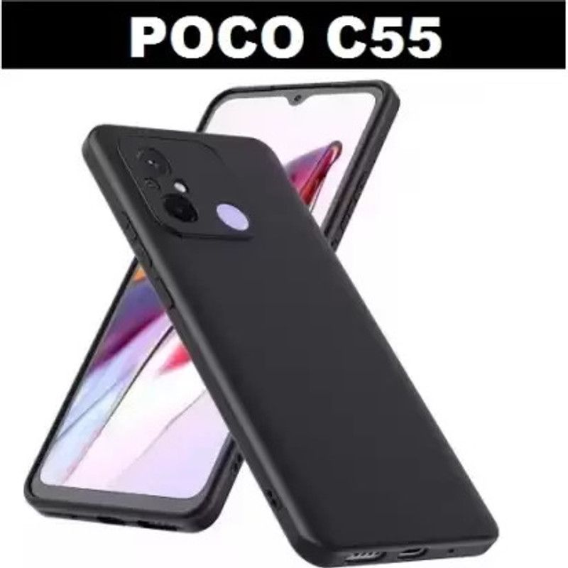 filbay Back Cover for POCO C55  (Black, Camera Bump Protector, Pack of: 5)