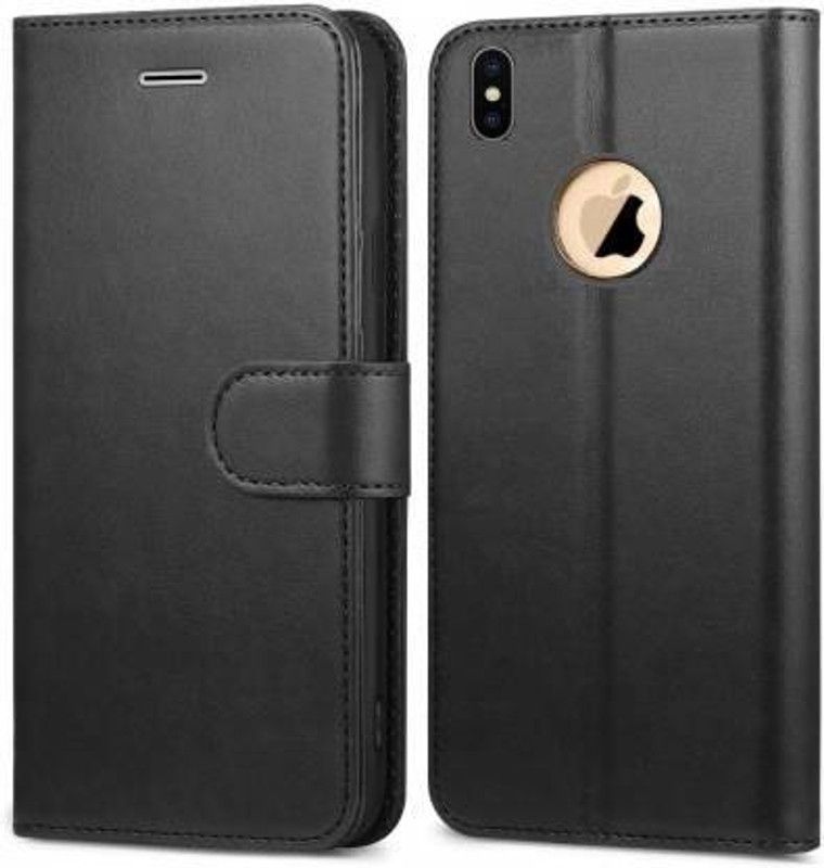 Casely Flip Cover for Apple Iphone X Flip Cover Leather Magnetic Flip Wallet Case Cover  (Black, Dual Protection, Pack of: 1)