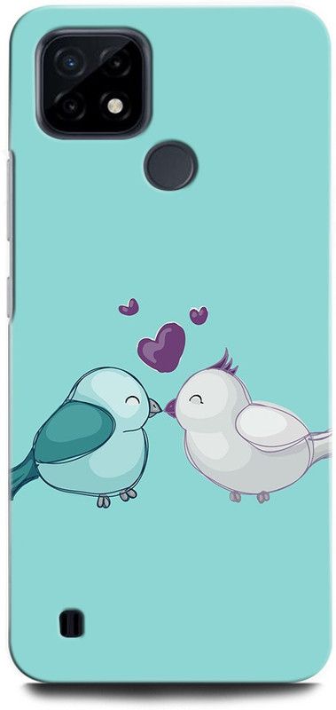 ORBIQE Back Cover for Realme C25Y RMX3265 LOVE BIRDS, CUTE, LOVE, FUNNY, HEART, BIRD KISS  (Multicolor, Hard Case, Pack of: 1)