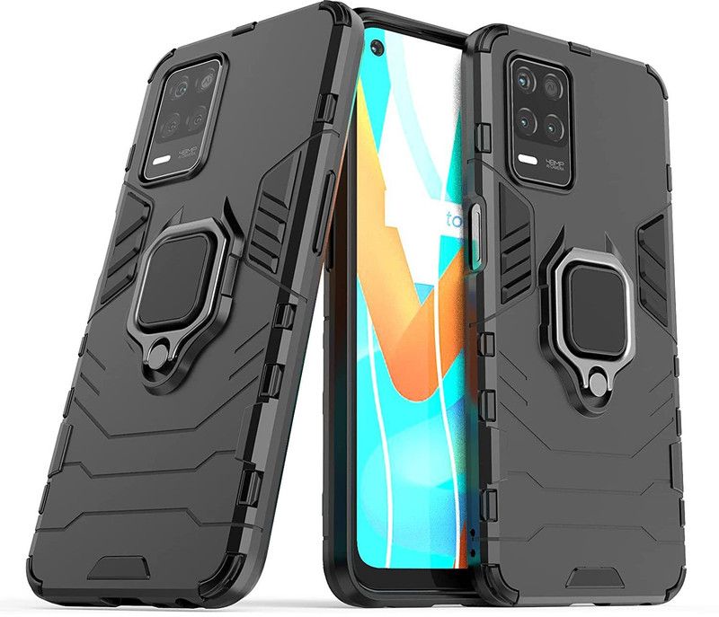 ELEF Back Cover for Oppo A54 Armor Rugged Shockproof with Metal Rotating Ring Case  (Black, Dual Protection, Pack of: 1)