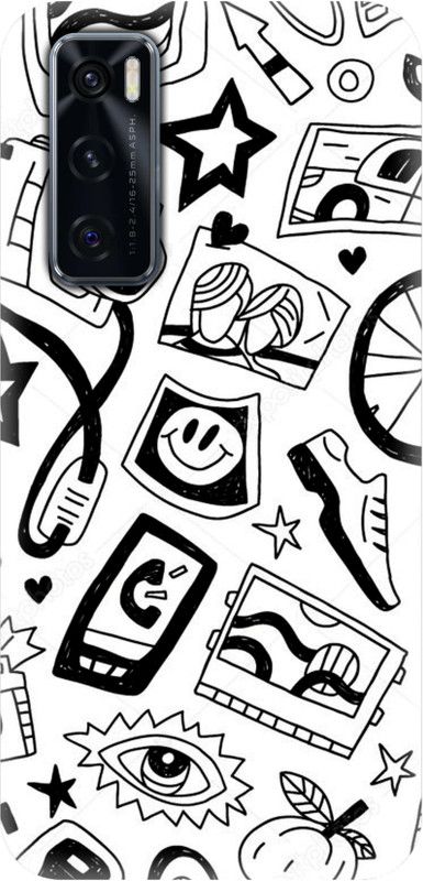 HIDENPILLAR Back Cover for Vivo V20 SE  (Black, White)